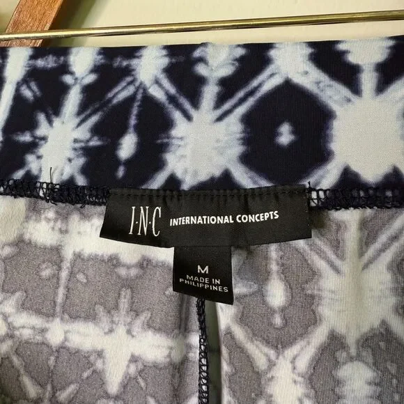 INC International Concepts Navy‎ Tie Dye Wide Leg Cropped Palazzo Pants Medium - Picture 5 of 9